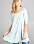 e Luna Solid Baby Doll Tunic Top