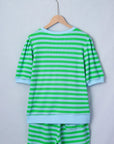 Stripe Puff Sleeve T-Shirt & Drawstring Shorts Set