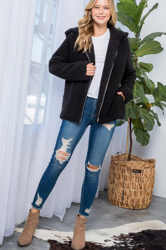 e Luna Sherpa Fur Hoodie Jacket