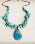 Natural Turquoise Chunky Necklace with Large Natural Pendant
