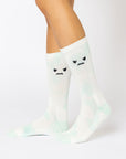 POPFLEX Angry Face Mid-Calf Gym Socks - Green Tie Dye