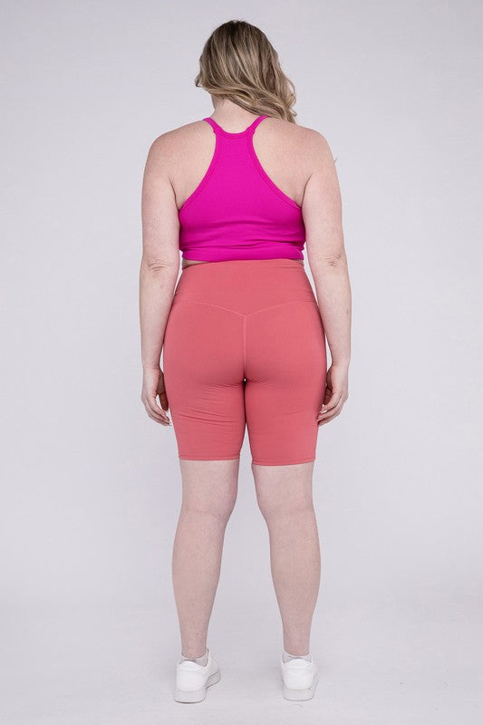 ZENANA Plus Athletic High Rise Biker Shorts