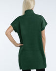 ZENANA Mock Neck Short Sleeve Sweater Dress with Pocket