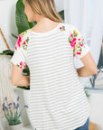 e Luna PLUS Floral Striped Mixed Top