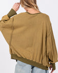 SAGE + FIG Mineral Wash Side Slit Oversized Sweatshirt