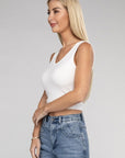 Zenana Ribbed Scoop Neck Cropped Sleeveless Top