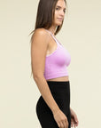 Zenana Washed Ribbed Seamless Cropped Cami Top