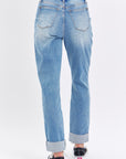 Judy Blue Full Size Distressed Straight Jeans with Patch Pockets