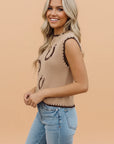 Western Horseshoe Ribbed Knit Sweater Top