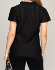 Embroidered Eyelet Blouse with Ruffle - Online Only