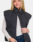 Zenana Zip Up Cropped Puffer Vest with Pockets