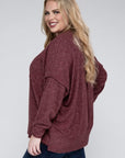 Zenana Plus Brushed Melange Drop Shoulder Sweater