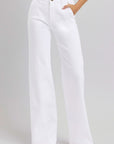 RISEN Full Size Tummy Control Double Button Wide Leg Jeans