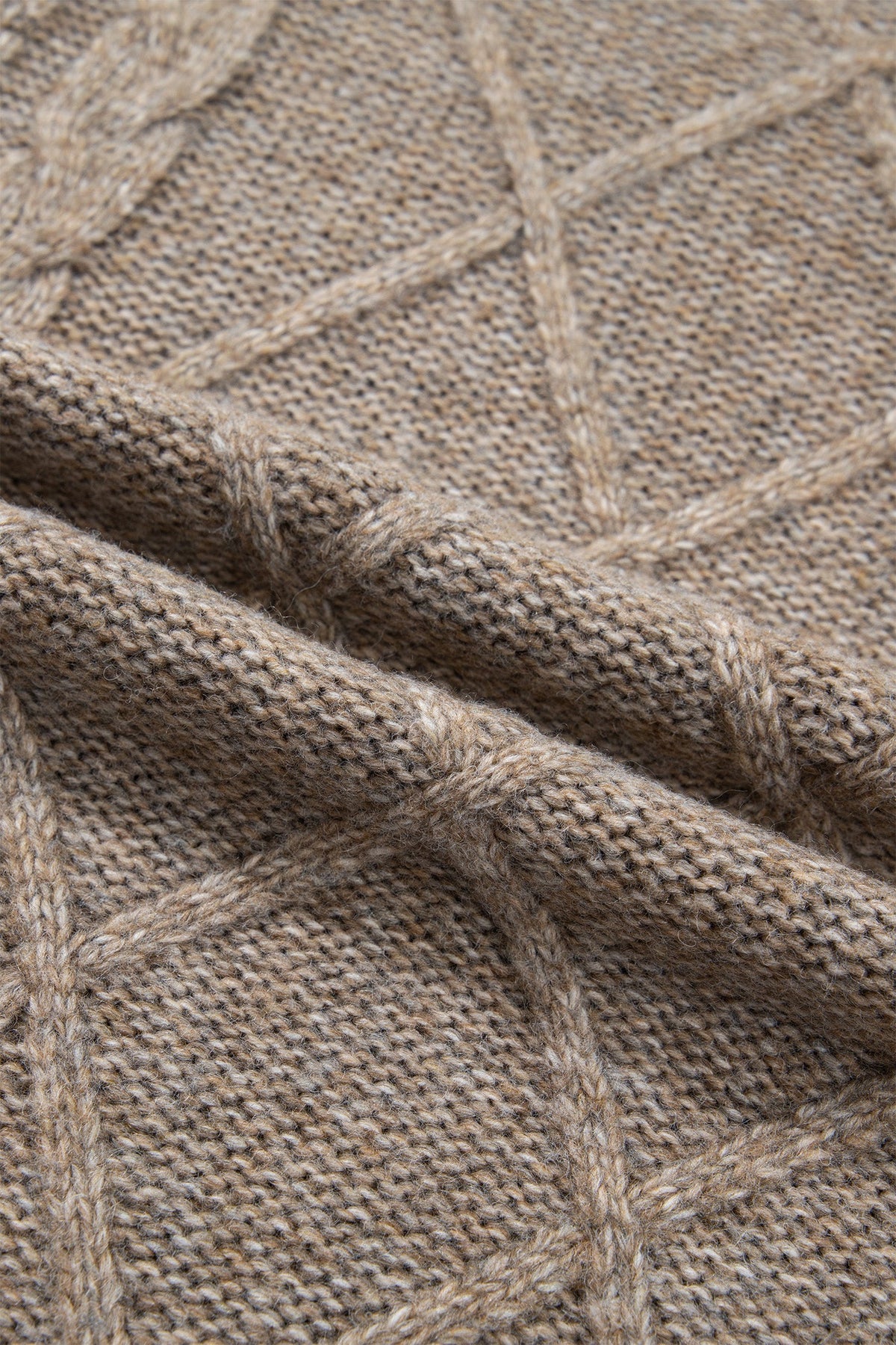 Dark Khaki Cable Knit Turtleneck Sweater