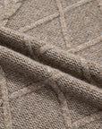 Dark Khaki Cable Knit Turtleneck Sweater