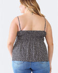 Zenobia Plus Size Frill Smocked Floral Sweetheart Neck Cami