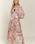 ADORA Printed V-Neck Batwing Sleeve Dress