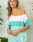 e Luna PLUS Stripe Mix One Shoulder Top