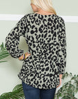 Celeste Full Size Leopard V-Neck Long Sleeve Blouse