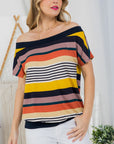 e Luna Striped Offshoulder Top