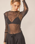 Idem Ditto Sparkling Glitter Long Sleeve Sheer Top