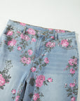 Plus Size Floral Ankle Length Loose Jeans
