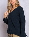 POL V-Neck Sweater with Open Back - Online Only