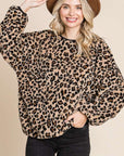 Culture Code Leopard Faux Fur Round Neck Top