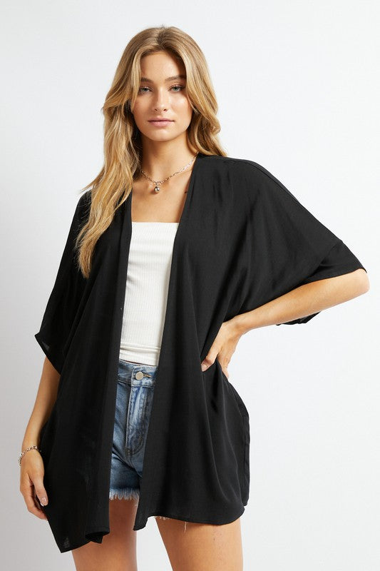 Davi &amp; Dani Favorite Solid Kimono Cardigan