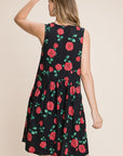 BOMBOM Floral Ruched Tank Dress