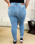 Judy Blue Full Size Mid Rise Destroy & Cuff Skinny Jeans