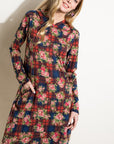 e Luna Floral and Plaid Print Sweatshirt Mini Dress