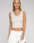 Zenana Ribbed Scoop Neck Cropped Sleeveless Top