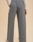 Annie Wear Drawstring Checkered Wide Leg Pants