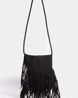 Fame Faux Suede Fringe Rectangle Crossbody Bag