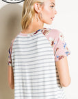 e Luna PLUS Striped Floral Mix Pocket Top