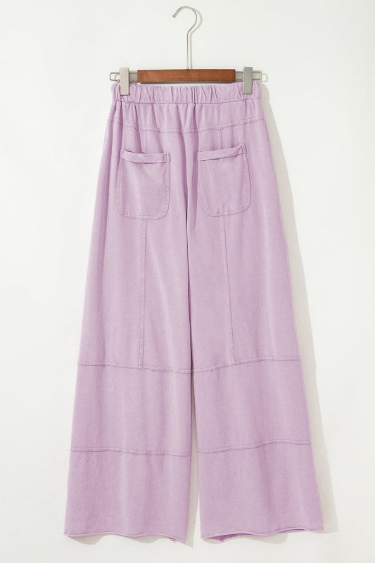 Mineral Wash Reverse Seam Drawstring Elastic Waist