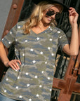 e Luna Camo Star Print Tunic Top