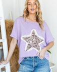 HOPELY Leopard Star Patch Short Sleeve T-Shirt