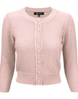 Cute Pattern Cropped Cardigan Sweater  3/4 Sleeve