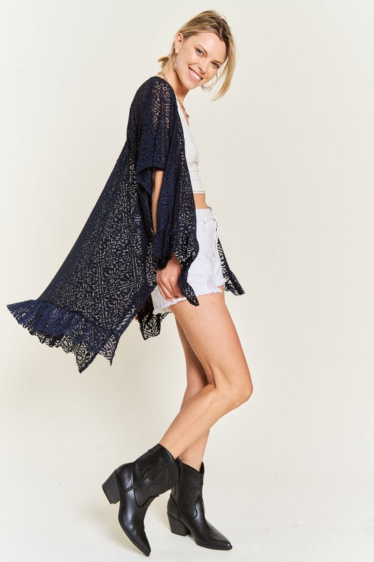 Jade By Jane Lace Oversize Ruffle Kimono