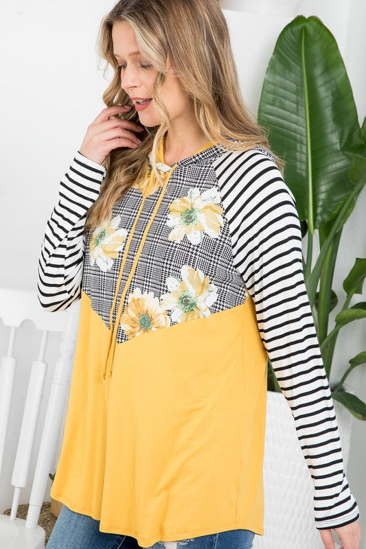 e Luna Floral Stripe Mixed Sweatshirts