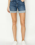 RISEN High Rise Cuffed Denim Shorts