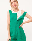 And The Why Button Up Tie Back Sleeveless Romper