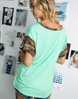 e Luna Solid Camouflage Mixed Top