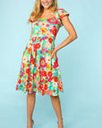 Haptics Floral Square Neck Short Sleeve Dress