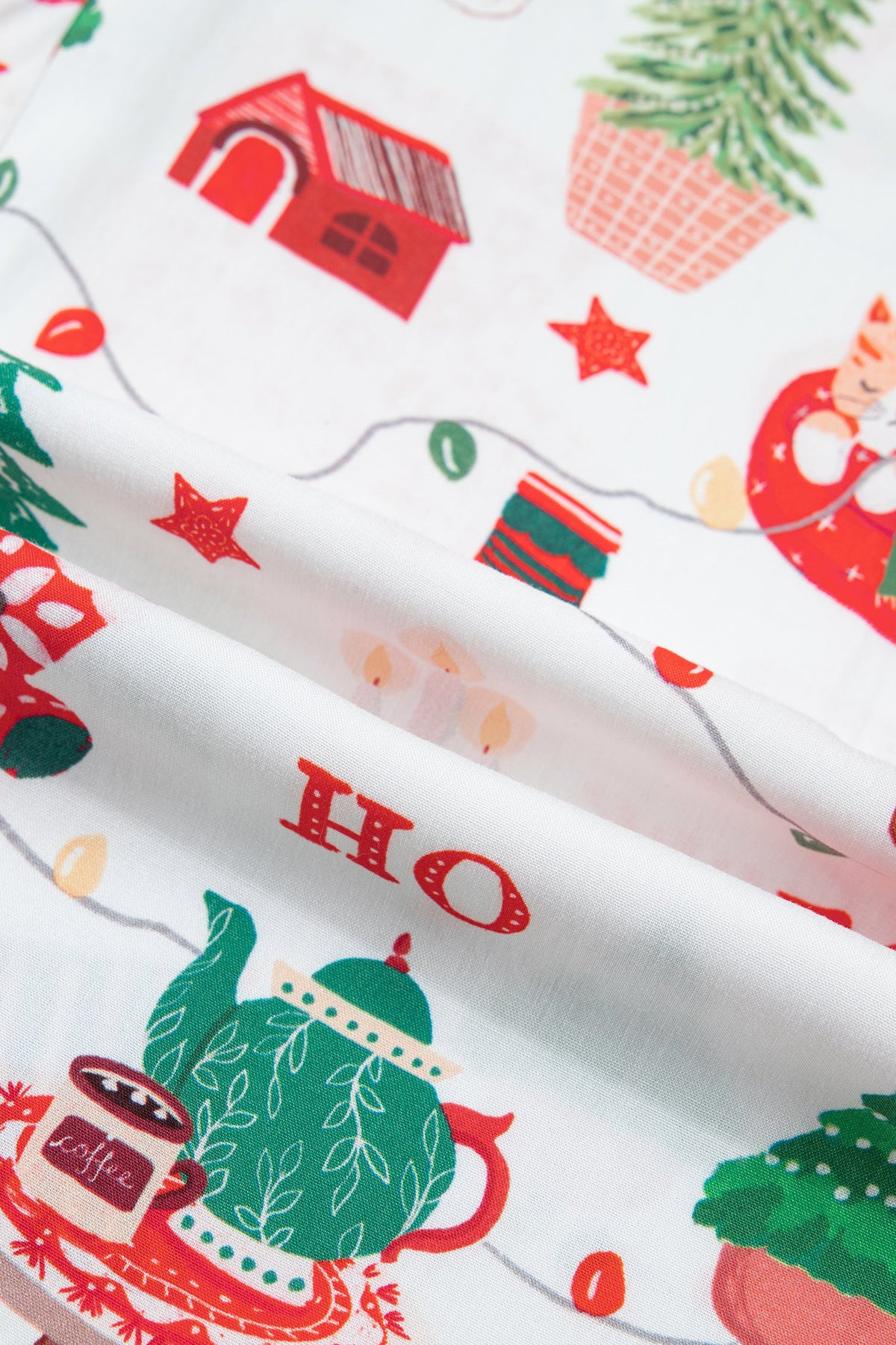Christmas Morning Stripe-Trim Pajama Set — White