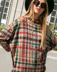 e Luna Plaid Mock Neck Boxy Top