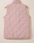 Solid Fleece Lined Quilted Vest Coat