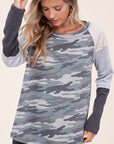 e Luna PLUS Camouflage Color Block Top